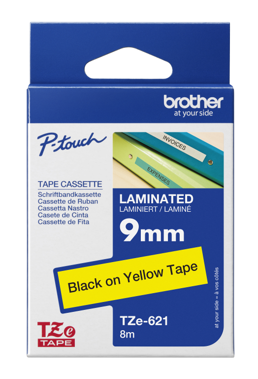 Brother Ptouch 9mm Black On Yellow P-Touch Laminated Label Tape 8M - Image 2
