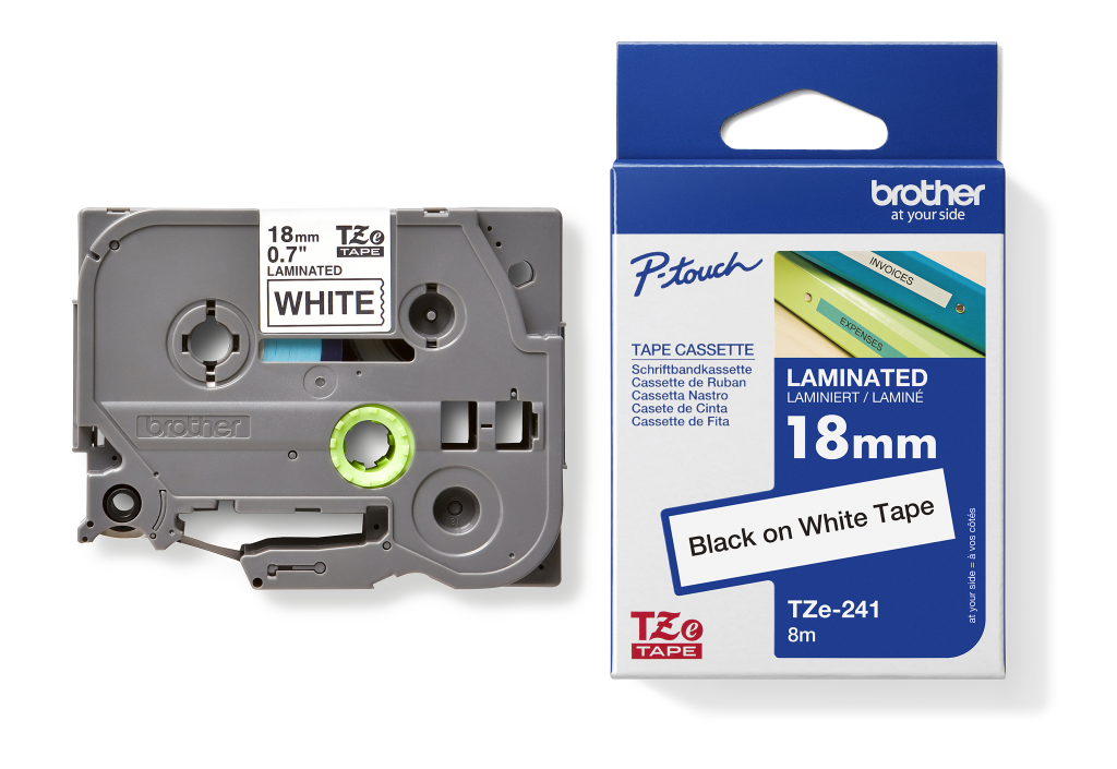 Brother Ptouch 18mm Black On White P-Touch Laminated Label Tape 8M - Image 2