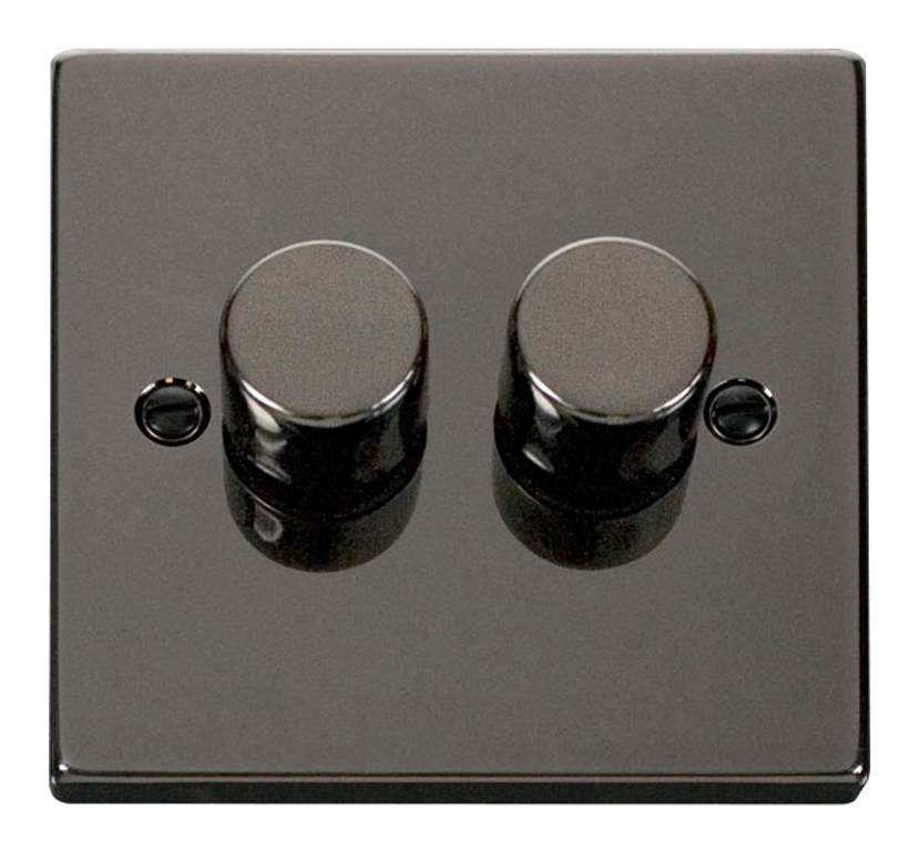 Black Nickel 2 Gang 2 Way 400W Dimmer Switch - Upex Electrical Distributors