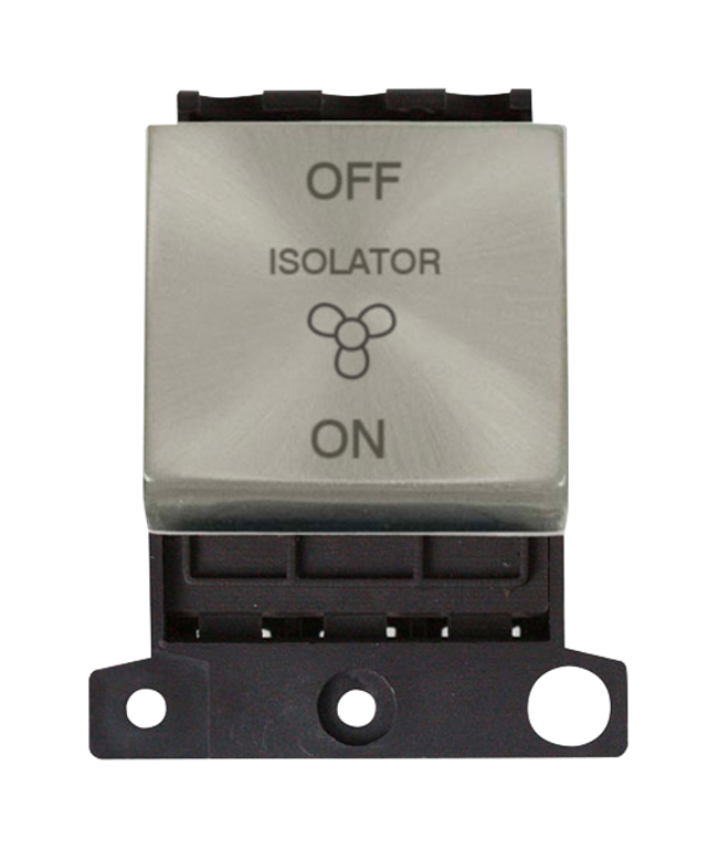 10A 3 Pole Fan Isolator Module Satin Chrome - Upex Electrical Distributors