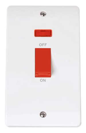 45A 2 Gang Single Cooker Switch With Neon