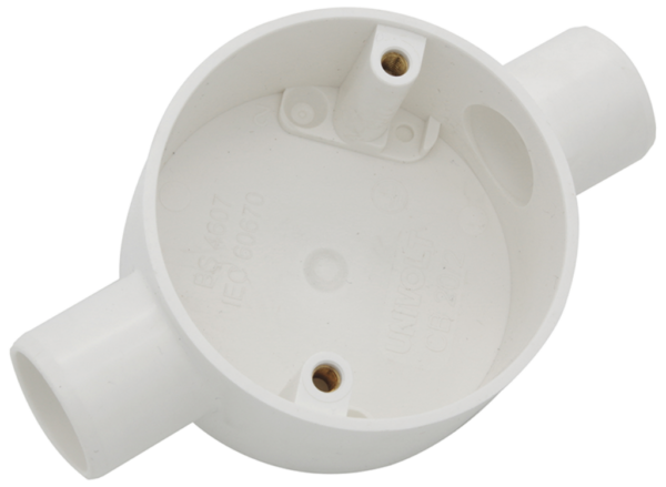 U/Volt CB20/2WH Through Box 20mm White