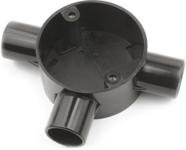 U/Volt CB20/3BK Tee Circ Box 20mm Black