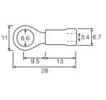 Unicrimp QYR6 Term Ring 6mm Yel Pk=100